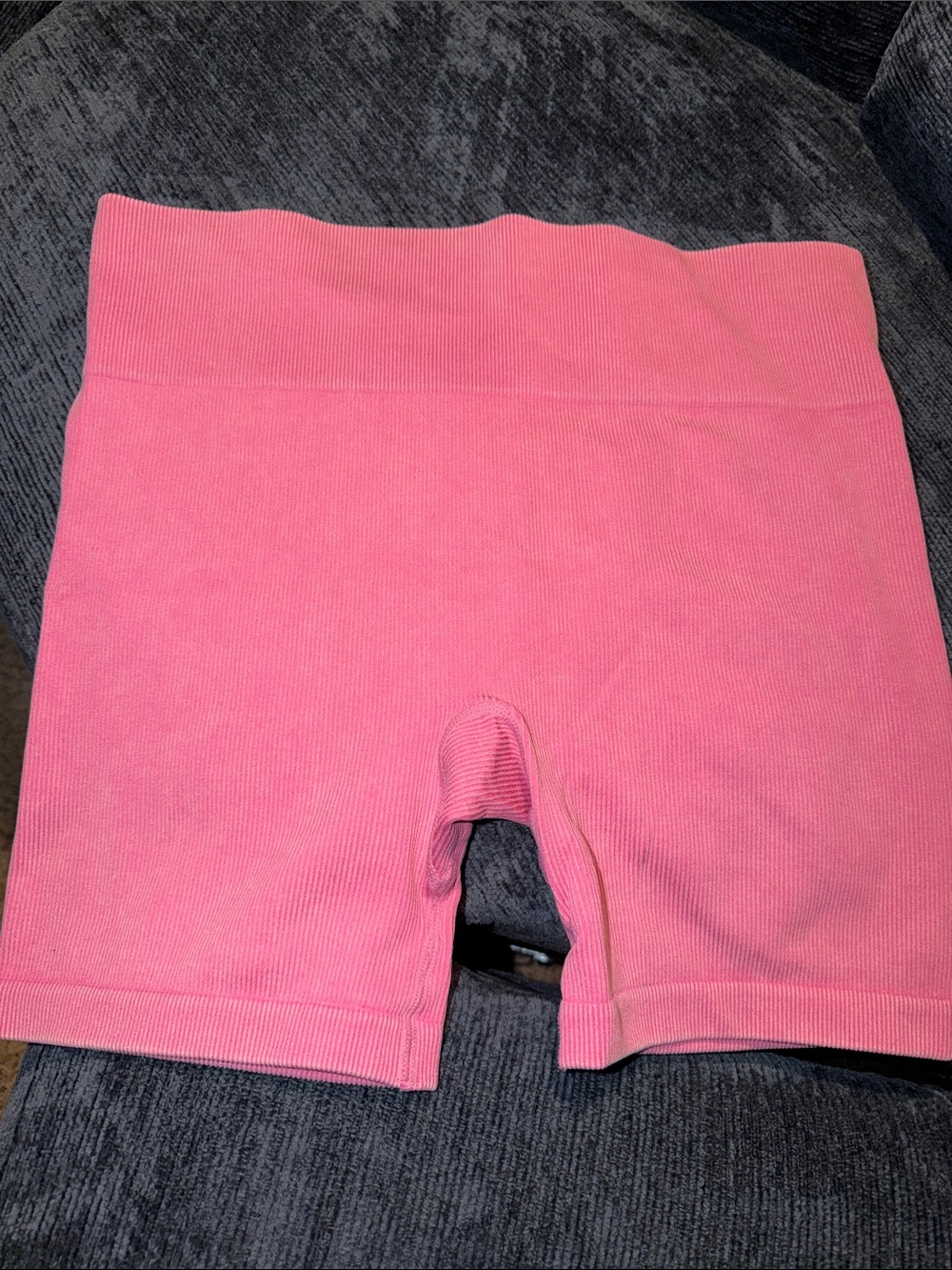 JoyLab Bright Pink Ribbed High-Waist Bike Shorts